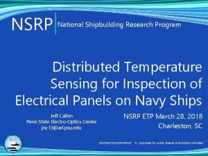 NSRP National Shipbuilding Research Program Distributed Temperature Sensing