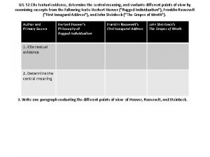 US 52 Cite textual evidence determine the central