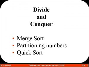 Divide and Conquer Merge Sort Partitioning numbers Quick