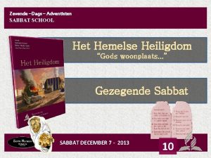 Zevende Dags Adventisten SABBAT SCHOOL Het Hemelse Heiligdom