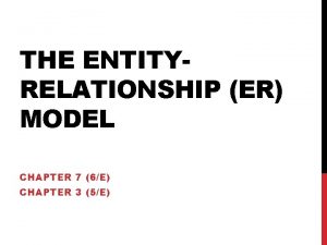 THE ENTITYRELATIONSHIP ER MODEL CHAPTER 7 6E CHAPTER