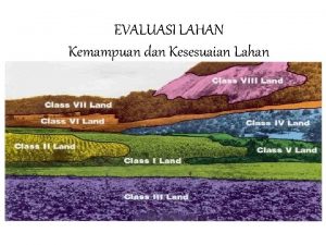 EVALUASI LAHAN Kemampuan dan Kesesuaian Lahan Merupakan kegiatan