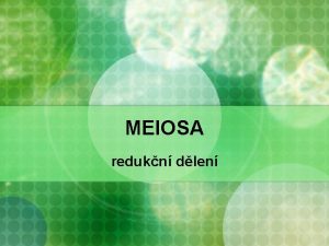 MEIOSA redukn dlen MEIOSA vznik bunk s redukovanm