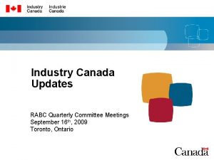 Industry Canada Updates RABC Quarterly Committee Meetings September