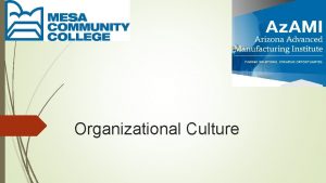 Organizational Culture Objectives Understand the links between personal