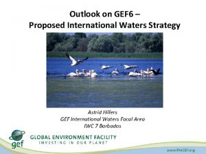 Outlook on GEF 6 Proposed International Waters Strategy