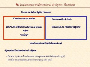 P 2 Escalamiento unidimensional de objetos Thurstone Fuente