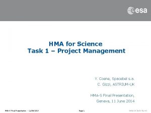 HMA for Science Task 1 Project Management Y