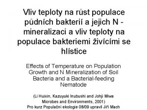 Vliv teploty na rst populace pdnch bakteri a