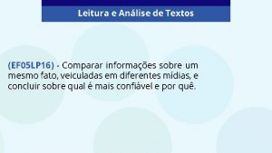 Leitura e Anlise de Textos EF 05 LP