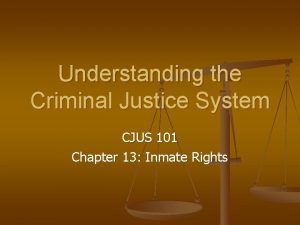 Understanding the Criminal Justice System CJUS 101 Chapter