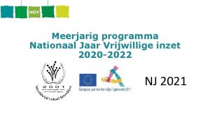 Meerjarig programma Nationaal Jaar Vrijwillige inzet 2020 2022