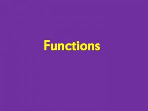 Functions C Functions Defining a Function The general