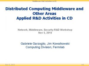 Middleware RD Activities in CD Distributed Computing Middleware