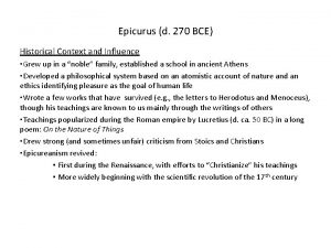 Epicurus d 270 BCE Historical Context and Influence