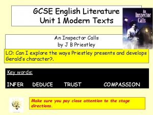 GCSE English Literature Unit 1 Modern Texts An
