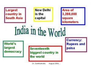 Largest country in South Asia Worlds largest democracy
