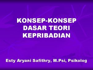 KONSEPKONSEP DASAR TEORI KEPRIBADIAN Esty Aryani Safithry M