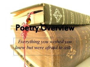 Poetry Overview Everything you wished you knew but