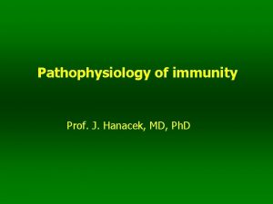 Pathophysiology of immunity Prof J Hanacek MD Ph