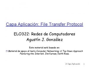 Capa Aplicacin File Transfer Protocol ELO 322 Redes