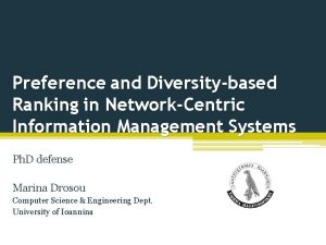 Preference and Diversitybased Ranking in NetworkCentric Information Management