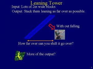 Leaning Tower Input Lots of 2 in wide