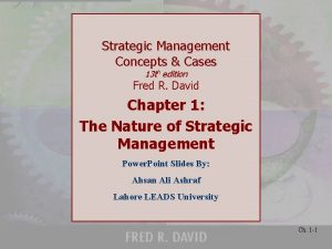 Strategic Management Concepts Cases 13 th edition Fred