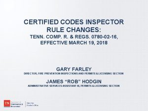 CERTIFIED CODES INSPECTOR RULE CHANGES TENN COMP R