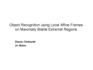 Object Recognition using Local Affine Frames on Maximally