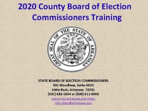2020 County Board of Election Commissioners Training STATE