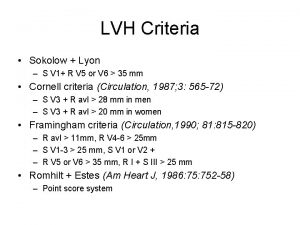 LVH Criteria Sokolow Lyon S V 1 R