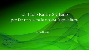 Un Piano Rurale Siciliano per far rinascere la