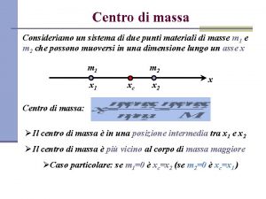 Centro di massa Consideriamo un sistema di due