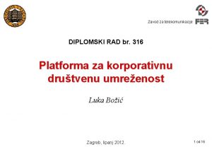 Zavod za telekomunikacije DIPLOMSKI RAD br 316 Platforma