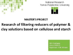 National Research Tomsk Polytechnic University MASTERS PROJECT Research