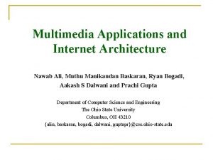 Multimedia Applications and Internet Architecture Nawab Ali Muthu