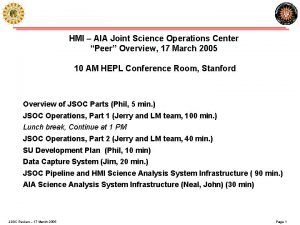 HMI AIA Joint Science Operations Center Peer Overview