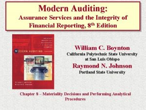 Modern Auditing Assurance Services and the Integrity of