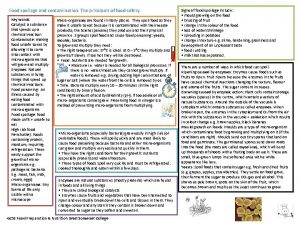 Food spoilage and contamination The principals of food