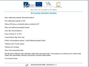 EU penze stednm kolm Nzev vzdlvacho materilu Eukaryotick