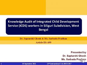 Knowledge Audit of Integrated Child Development Service ICDS