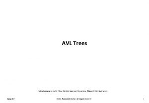 AVL Trees Initially prepared by Dr lyas iekli