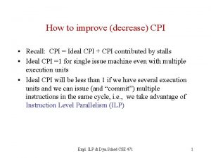 How to improve decrease CPI Recall CPI Ideal