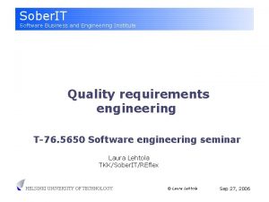Sober IT Software Business and Engineering Institute Quality