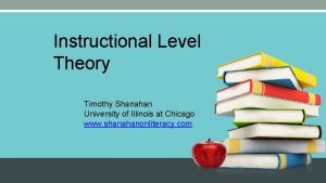 Instructional Level Theory Timothy Shanahan University of Illinois