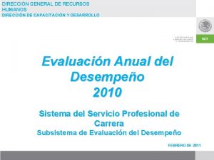 DIRECCIN GENERAL DE RECURSOS HUMANOS DIRECCIN DE CAPACITACIN