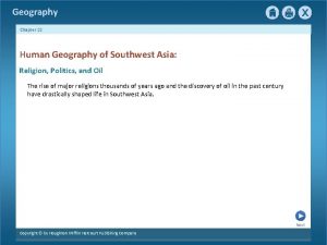 Geography Chapter 22 Human Geography of Southwest Asia