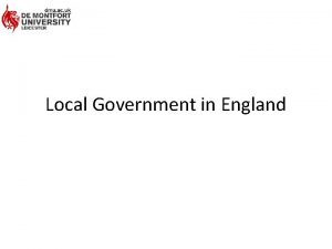 Local Government in England Overview Structure Nature Autonomy