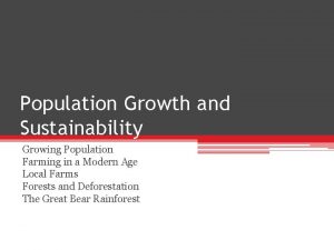Population Growth and Sustainability Growing Population Farming in